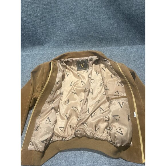 Vintage Alta Mods Italy Faux Suede Bomber Jacket  Men’s Size XL Brown Full Zip - Picture 6 of 11